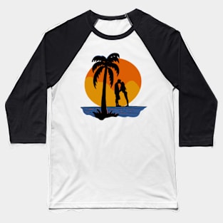 Romantic Sunset. A Couple Embracing the Setting Sun.sunset, romantic, couple, embracing, setting sun Baseball T-Shirt